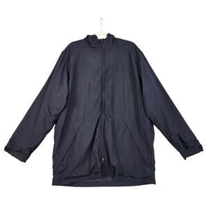 Eddie Bauer Mens Full‎ Zip Rain Jacket Size Medium Black Nylon Hooded Outerwear